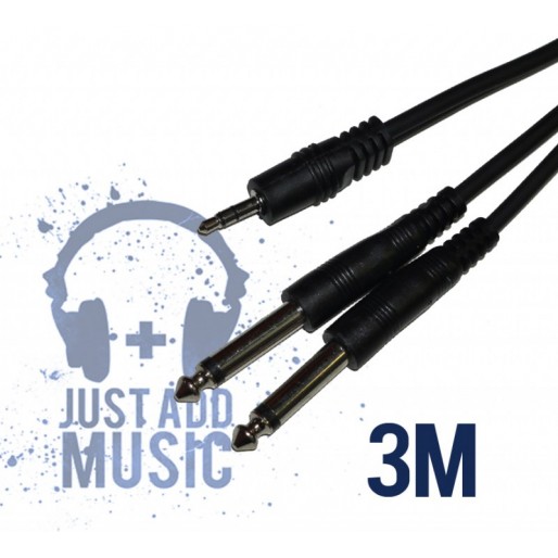 Cablu JACK 3.5mm - 2x JACK 6.3mm - 3m